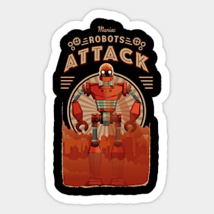 the attack of the maniac robots - vintage robot Sticker